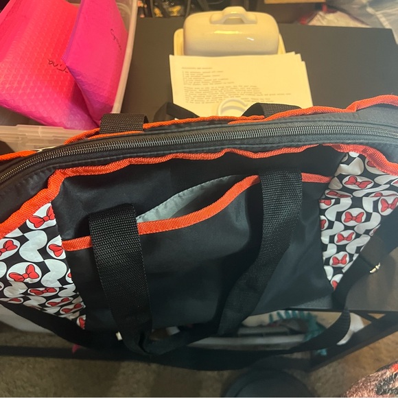 Disney Baby Minnie Mouse Diaper Bag with Changing Pad Black Red White - Picture 10 of 16